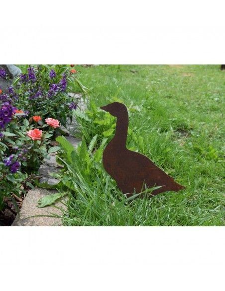 Bauernhoftiere Bauernhof Tier Gans seitlich stehend, mittelgroß, 22 cm hoch, 18 cm lang Die Gans aus Edelrost steht seitlich, be