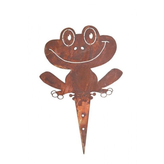 Gartenteich Rost Frosch - Froschstecker für Garten oder zum Anschrauben an Zaun Edelrost  
Breite 15 cm Höhe 24 cm
Dieser Edelro