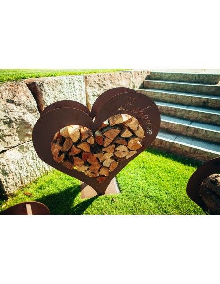 Großes Herz Kaminholzregal - mit Aufschrift Zuhause - Höhe 94 cm Großes Herz Kaminholzregal - mit Aufschrift Zuhause - Höhe 94 cm