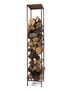 Rechteckige Säulen schlichter Kaminholzständer aus Vierkant Stahl 160 cm hoch 
Holzstapler aus Edelrost für Drinnen und Draußen