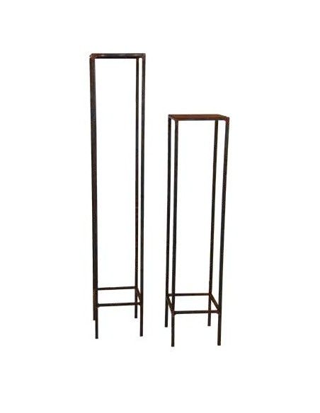 Rechteckige Säulen schlichter Kaminholzständer aus Vierkant Stahl 160 cm hoch 
Holzstapler aus Edelrost für Drinnen und Draußen