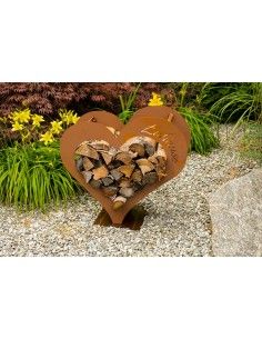 Mittleres Herz Kaminholzregal - mit Aufschrift Zuhause - Höhe 72 cm 2