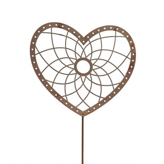 Gartenstecker Gartenstecker - Traumfänger Herz - Gesamthöhe 131,5 cm Edelrost Traumfänger im Herzdesign auf 100 cm Gartenstab
D