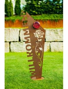 Metall Schild - Willkommen inkl. Glaskugel - Höhe 121 cm 2