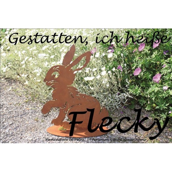 Hasen Rost Kaninchen - Flecky - Edelrost Hase für die rostige Gartendekoration H: 28 cm
B: 22 cm
Hase /  Kaninchen in Edelrost