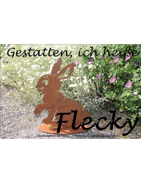 Hasen Rost Kaninchen - Flecky - Edelrost Hase für die rostige Gartendekoration H: 28 cm
B: 22 cm
Hase /  Kaninchen in Edelrost