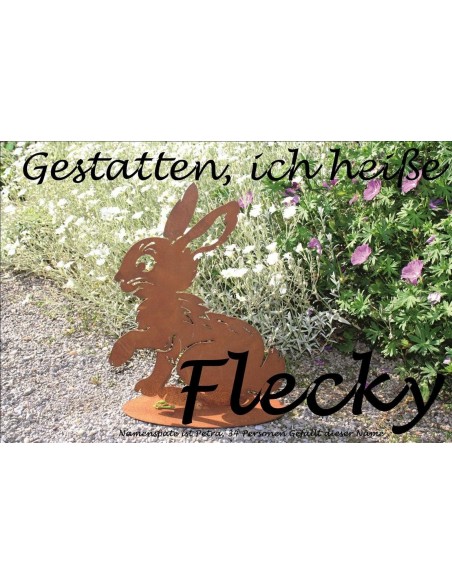 Hasen Rost Kaninchen - Flecky - Edelrost Hase für die rostige Gartendekoration H: 28 cm
B: 22 cm
Hase /  Kaninchen in Edelrost