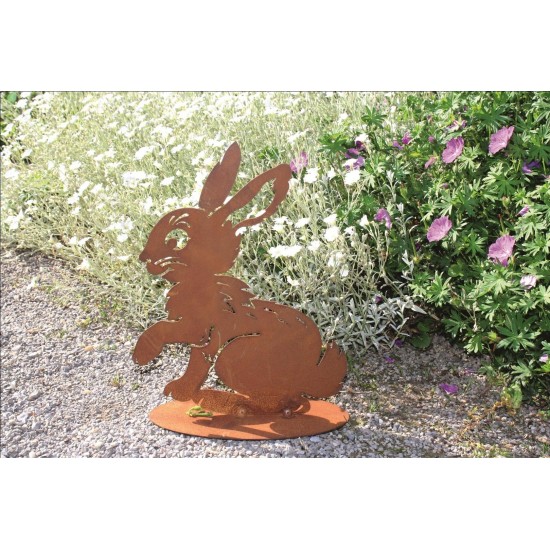 Hasen Rost Kaninchen - Flecky - Edelrost Hase für die rostige Gartendekoration H: 28 cm
B: 22 cm
Hase /  Kaninchen in Edelrost