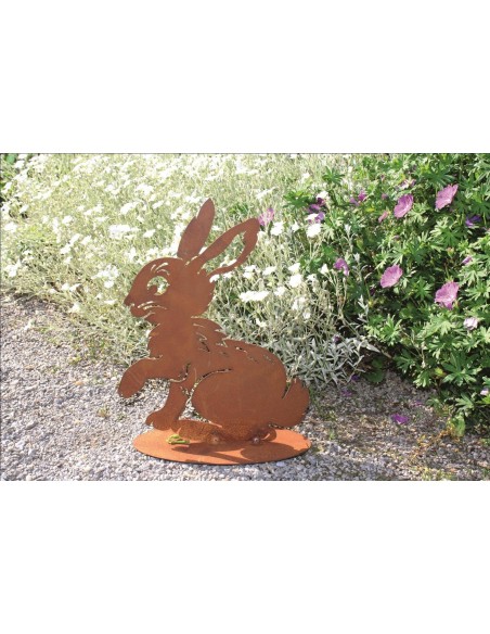 Hasen Rost Kaninchen - Flecky - Edelrost Hase für die rostige Gartendekoration H: 28 cm
B: 22 cm
Hase /  Kaninchen in Edelrost