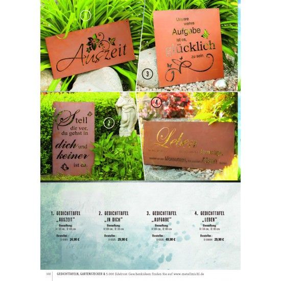 Frühling / Ostern Edelrost Deko Katalog 2019 gratis mit tollen Gartendeko Rost Ideen 

Momentan als Print  vergriffen! Bitte n