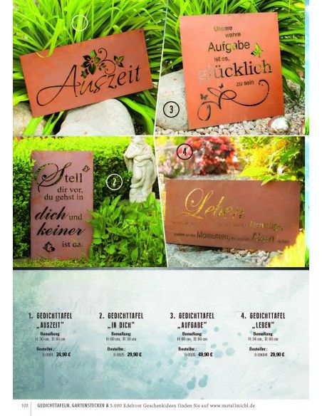 Frühling / Ostern Edelrost Deko Katalog 2019 gratis mit tollen Gartendeko Rost Ideen 

Momentan als Print  vergriffen! Bitte n