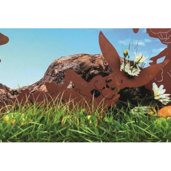 Frühling / Ostern Cooler Edelrost Hase liegend, Breite 49 cm Edelrost Osterhase in liegender Pose
Unser chilliger Osterhase ist 