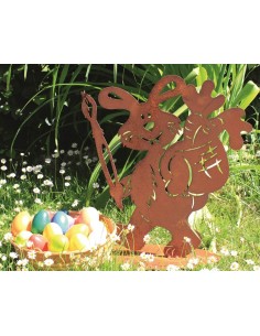 lustiger Rost Hase "Michelangelo" mit Pinsel Höhe 41 cm Edelrost Osterhase  2