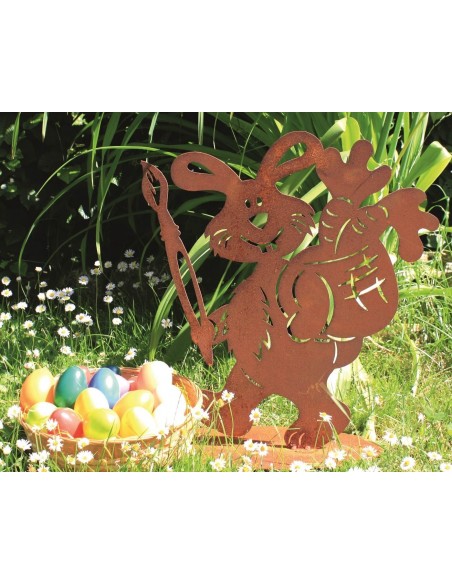 Edelrost Osterhase mit Pinsel