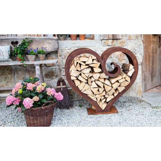 Kaminholzregale und Herzen Herz Holzstapler XL Kaminholzregal - Most loved - 100 cm hoch auf einerseite geschlossen Premium Kami