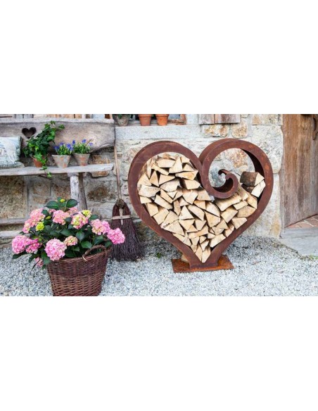 Kaminholzregale und Herzen Herz Holzstapler XL Kaminholzregal - Most loved - 100 cm hoch auf einerseite geschlossen Premium Kami