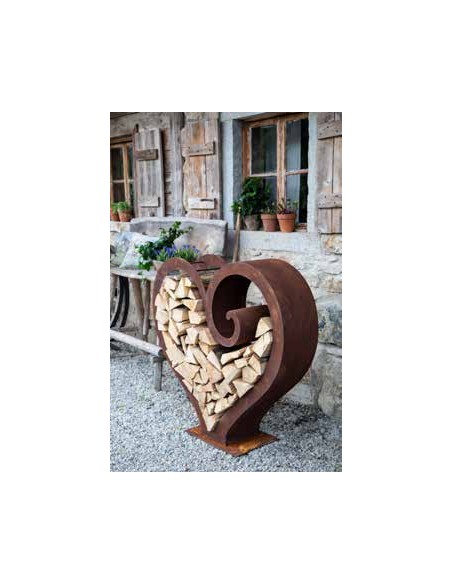 Kaminholzregale und Herzen Herz Holzstapler XL Kaminholzregal - Most loved - 100 cm hoch auf einerseite geschlossen Premium Kami