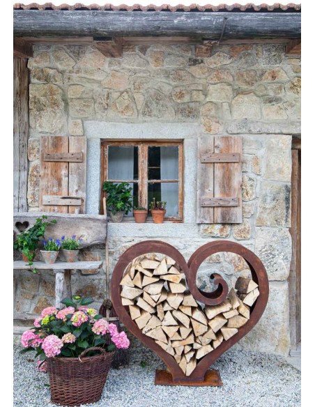 Kaminholzregale und Herzen Herz Holzstapler XL Kaminholzregal - Most loved - 100 cm hoch auf einerseite geschlossen Premium Kami