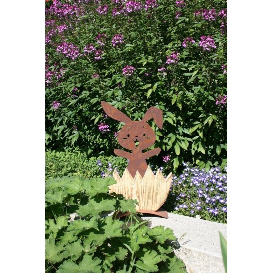 Gartendeko Rost Metallsatz Rost Hase zum Festschrauben in Holz Edelrost 