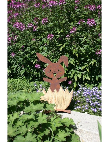 Gartendeko Rost Metallsatz Rost Hase zum Festschrauben in Holz Edelrost 