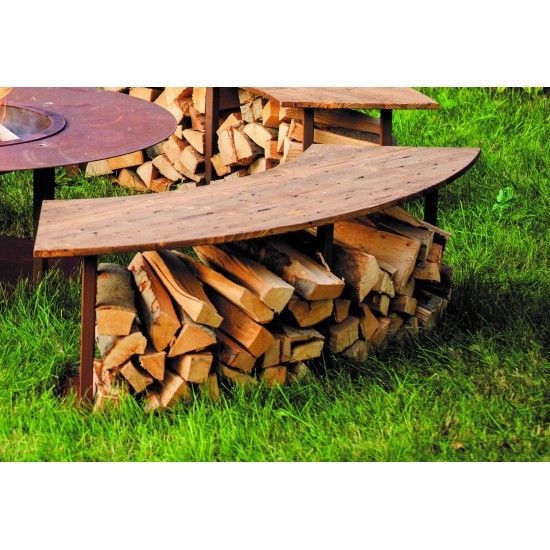 Grillstellen + große Gartengrills Gebogene Gartenbank mit Holzablage - Circle-Set - Bank - 160 cm Breit Diese wetterfeste stabil