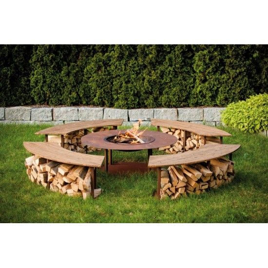 Feuerschalen Feuerstelle Circle Komplett Set inkl. Schwenk-Grill und Bänken- Garten Grillstelle Dieser großer Grillpatz für Zuha