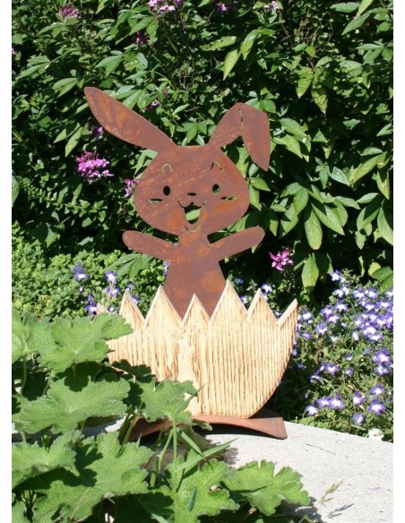 Gartendeko Rost Metallsatz Rost Hase zum Festschrauben in Holz Edelrost 