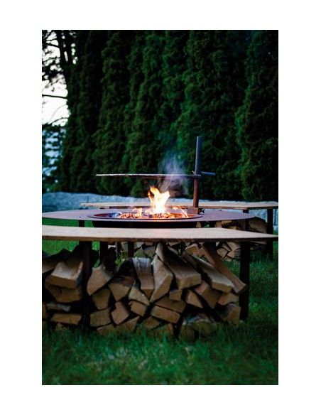 Feuerschalen Feuerstelle Circle Komplett Set inkl. Schwenk-Grill und Bänken- Garten Grillstelle Dieser großer Grillpatz für Zuha