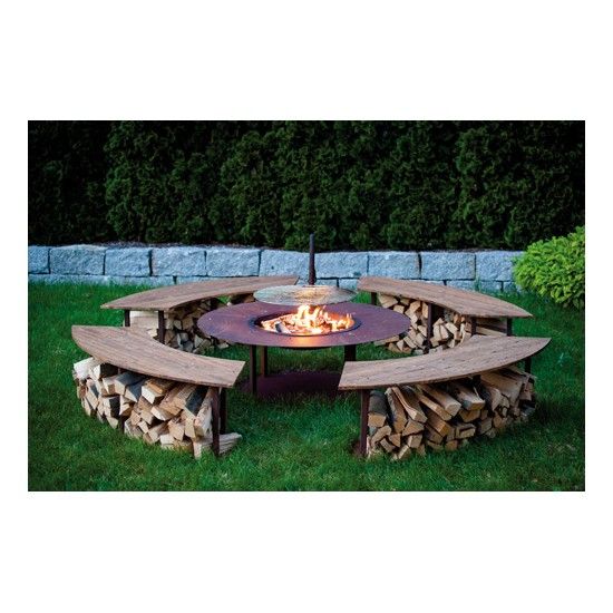 Feuerschalen Feuerstelle Circle Komplett Set inkl. Schwenk-Grill und Bänken- Garten Grillstelle Dieser großer Grillpatz für Zuha
