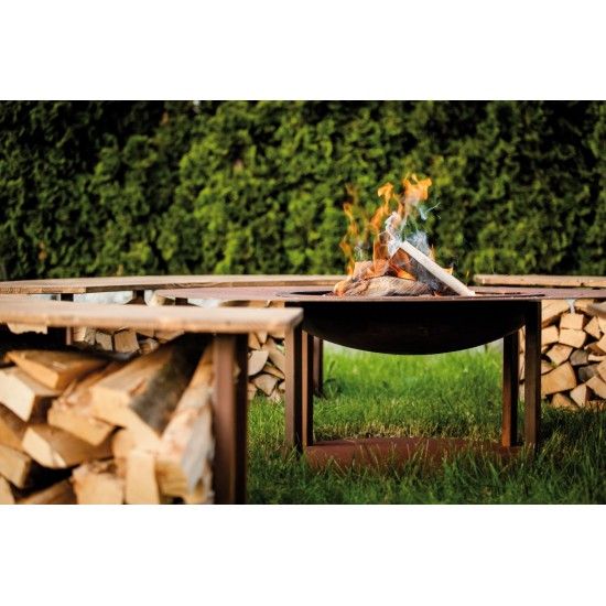 Feuerschalen Feuerstelle Circle Komplett Set inkl. Schwenk-Grill und Bänken- Garten Grillstelle Dieser großer Grillpatz für Zuha