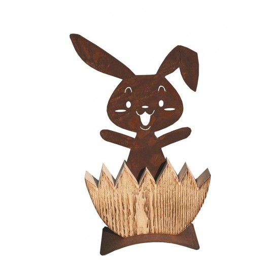 Gartendeko Rost Metallsatz Rost Hase zum Festschrauben in Holz Edelrost 