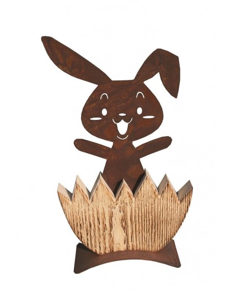 Gartendeko Rost Metallsatz Rost Hase zum Festschrauben in Holz Edelrost 