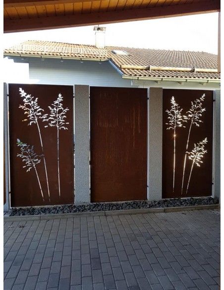 Sichtschutzwände und Paravents Sichtschutzwand Metall Gräser Motiv - 200 x 100 cm - Sichtschutzelement Rost 



Diese Sichts