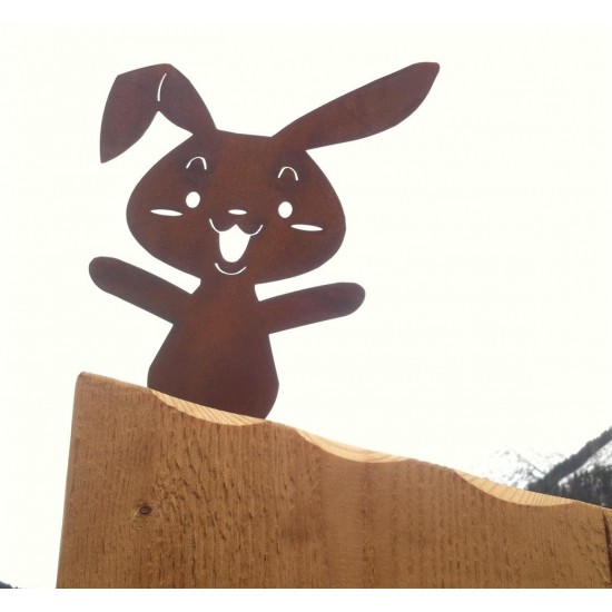 Gartendeko Rost Metallsatz Rost Hase zum Festschrauben in Holz Edelrost 