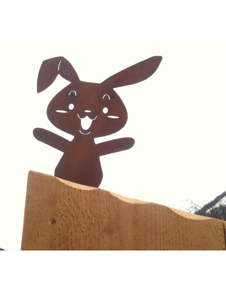 Gartendeko Rost Metallsatz Rost Hase zum Festschrauben in Holz Edelrost 
