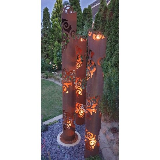 Rostdeko zum Beleuchten Windlichtsäule - Venezia - klein Höhe 145cm - runde Rostsäule Dekorative Windlichtsäule aus Metall für D