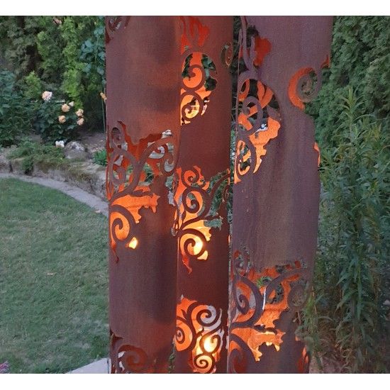 Rostdeko zum Beleuchten Windlichtsäule - Venezia - klein Höhe 145cm - runde Rostsäule Dekorative Windlichtsäule aus Metall für D