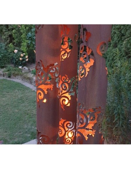 Rostdeko zum Beleuchten Windlichtsäule - Venezia - klein Höhe 145cm - runde Rostsäule Dekorative Windlichtsäule aus Metall für D