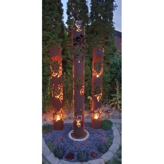 2x Windlichtset Laterne Säule Edelrost Windlichtsäule Gartendeko Lampe Set Rost 