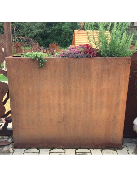 Blumentöpfe - Pflanztöpfe in Edelrost Metall Hochbeet schmal Pflanz-Raumteiler - Rechteckig Breite 120 cm Höhe 100 cm  Tiefe 30c Blumentöpfe - Pflanztöpfe in Edelrost Metall Hochbeet schmal Pflanz-Raumteiler - Rechteckig Breite 120 cm Höhe 100 cm  Tiefe 30c