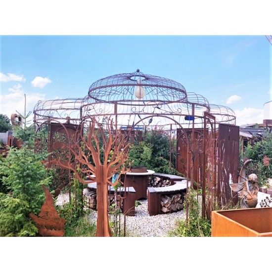 Pavillon XXL mit Rankhilfen Dieser große Gartenpavillon aus Metall misst stolze 5,5 Meter im Durchmesser, an