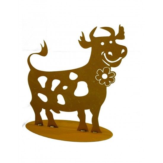 Bauernhoftiere lustige Deko Kuh 60 cm hoch - wetterfeste Gartendeko Figur aus Metall Diese lustige Deko Kuh darf nur in fröhlich