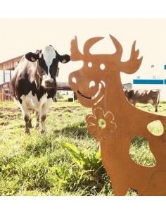 Bauernhoftiere lustige Deko Kuh 60 cm hoch - wetterfeste Gartendeko Figur aus Metall Diese lustige Deko Kuh darf nur in fröhlich 2