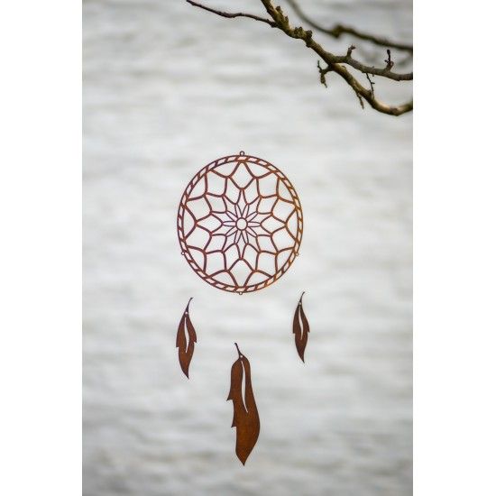 Bastelsatz Traumfänger Metall für den Garten - zum selber fädeln Windspiel Traumfänger ø 20cm Blätter12/18cm