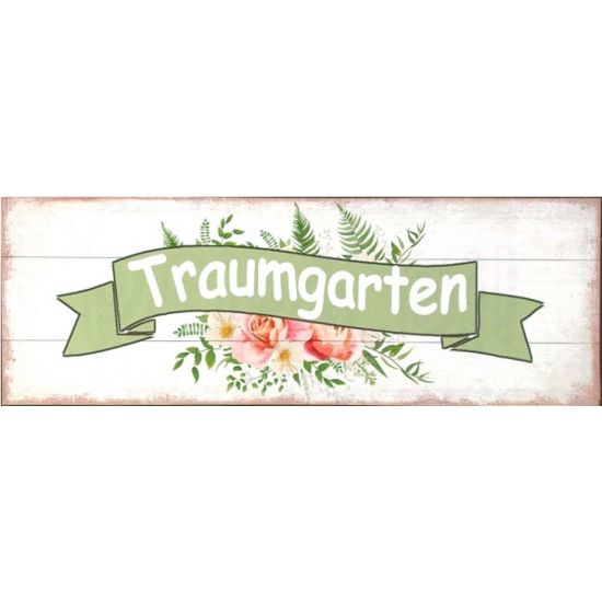 Start Metallschild „Traumgarten“ 30x10 cm 
Traumgarten
Höhe 10 cm
Breite 30 cm
Magnetisches Schild, farbig bedruckt
