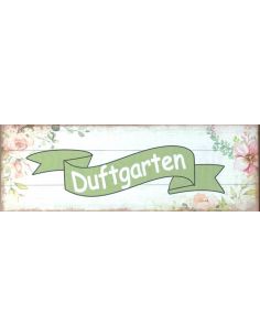 Start Metallschild „Duftgarten“ 30x10 cm 
Duftgarten
Höhe 10 cm
Breite 30 cm
Magnetisches Schild, farbig bedruckt