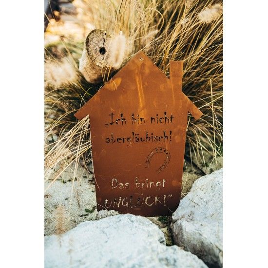 Edelrost Gedichttafel Aberglaube Höhe 40 cm