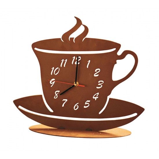 Uhr Kaffetasse auf Platte - Höhe 33 cm