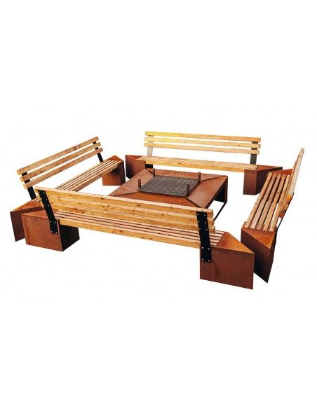 Grillstelle XXL Set mit Grill und Bänken 4 x 4 Meter Modell "Friendship"