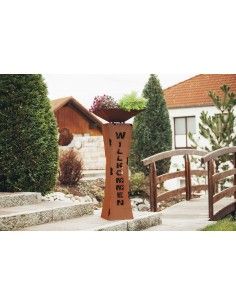 Rostsäule Willkommen tailiert mit Rissen - Willkommen - Höhe 110 cm 2